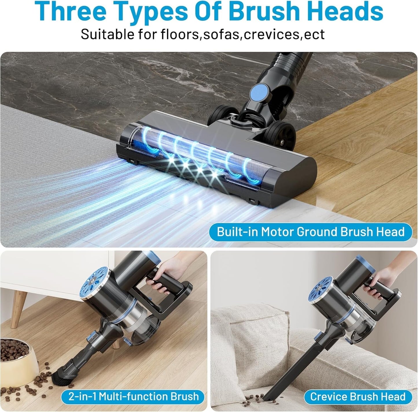 Cordless Vacuum Cleaner with Self-Standing, LED Screen Stick Vacuum Cleaners