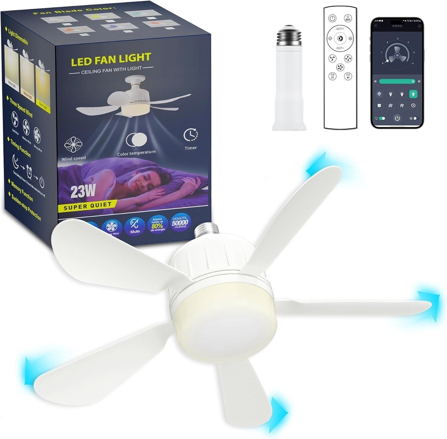 Socket Ceiling Fan Light with Remote Ceiling Fans pack of 2