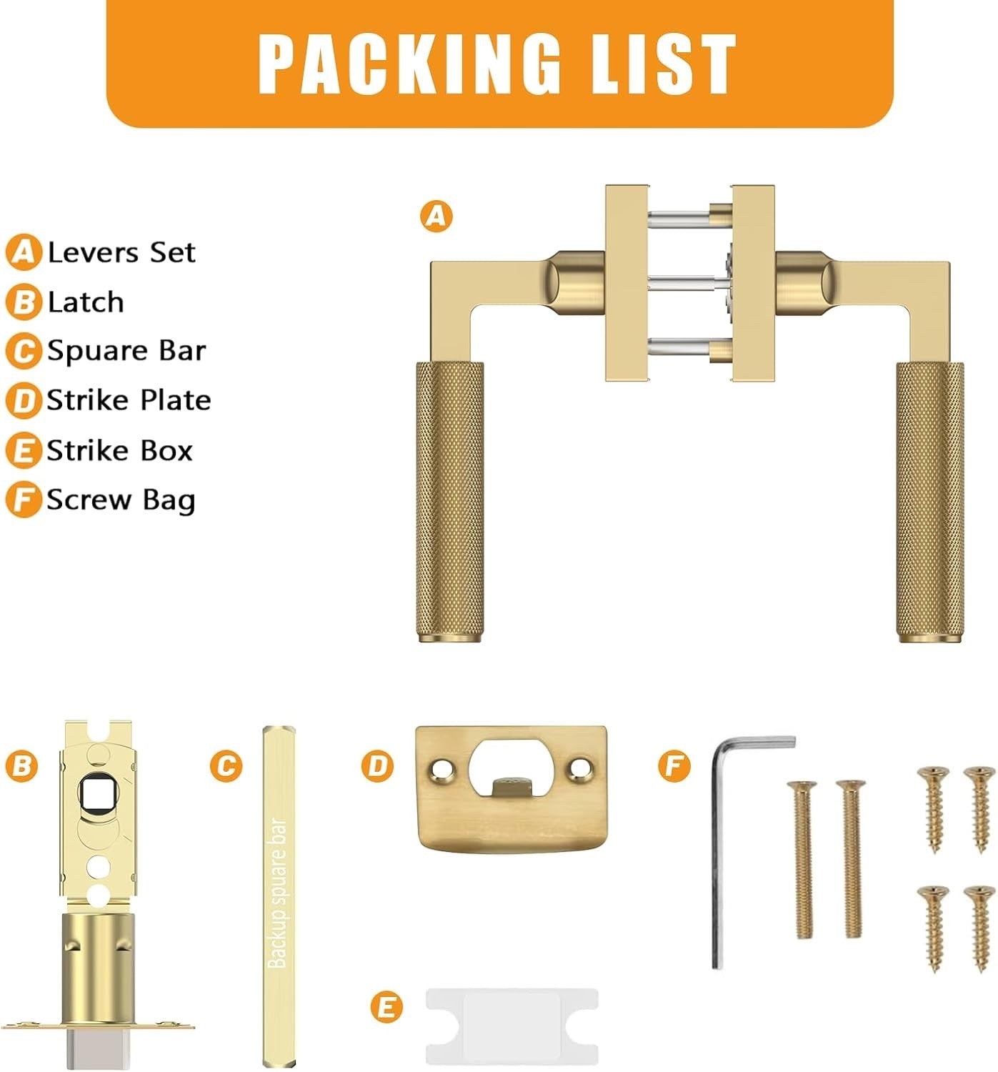 Amerdeco 3 Pack Champagne Bronze Passage Door Handles,Heavy Duty Non-Locking