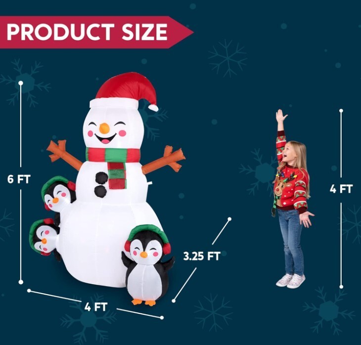 Joiedomi 6 FT Christmas Snowman Inflatable Outdoor Decoration with Build-in L...