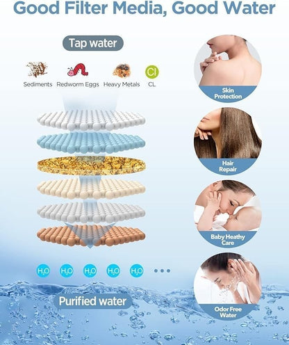 Dual Filtered Rain Shower Head Combo, Handheld Shower Head with Adjustable Bar