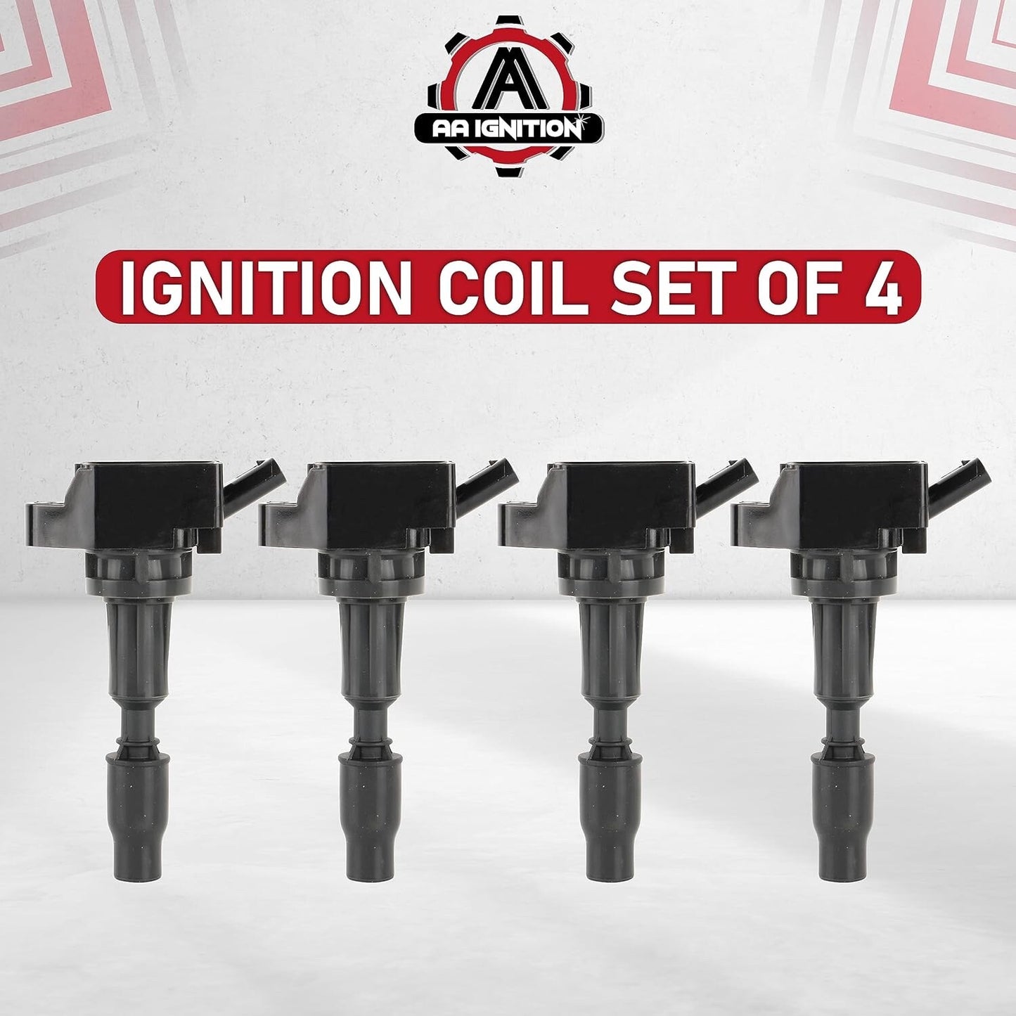 Ignition Coil Pack Set of 4 - Compatible with Hyundai, Kia, Genesis 2.0L, 2.4L,