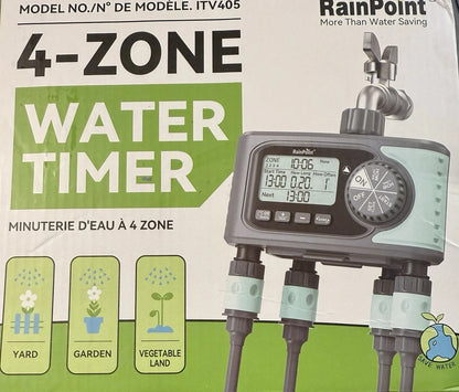 RAINPOINT Sprinkler Timer, 4 Outlets Hose Timers, 4 Zone Water Timer for...