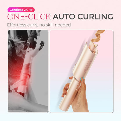 YMO Cordless Automatic Curling Iron - TYMO CurlGo 1 Inch Beach Waves Rotating
