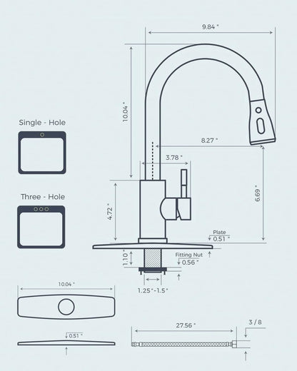 FORIOUS Kitchen Faucets with Pull Down Sprayer, Oil Rubber Brown