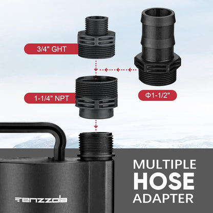 Sump Pump, 1/3 HP 2400GPH Submersible Utility Water Pump, Thermoplastic Portable