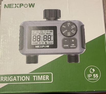 NEXPOW 2-Zone Water Timer - Outdoor Irrigation Controller with Automatic, Rain