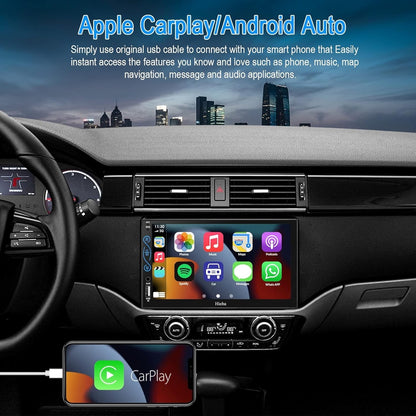 Hieha Car Stereo Compatible with Apple Carplay and Android Auto, 7 Inch Double