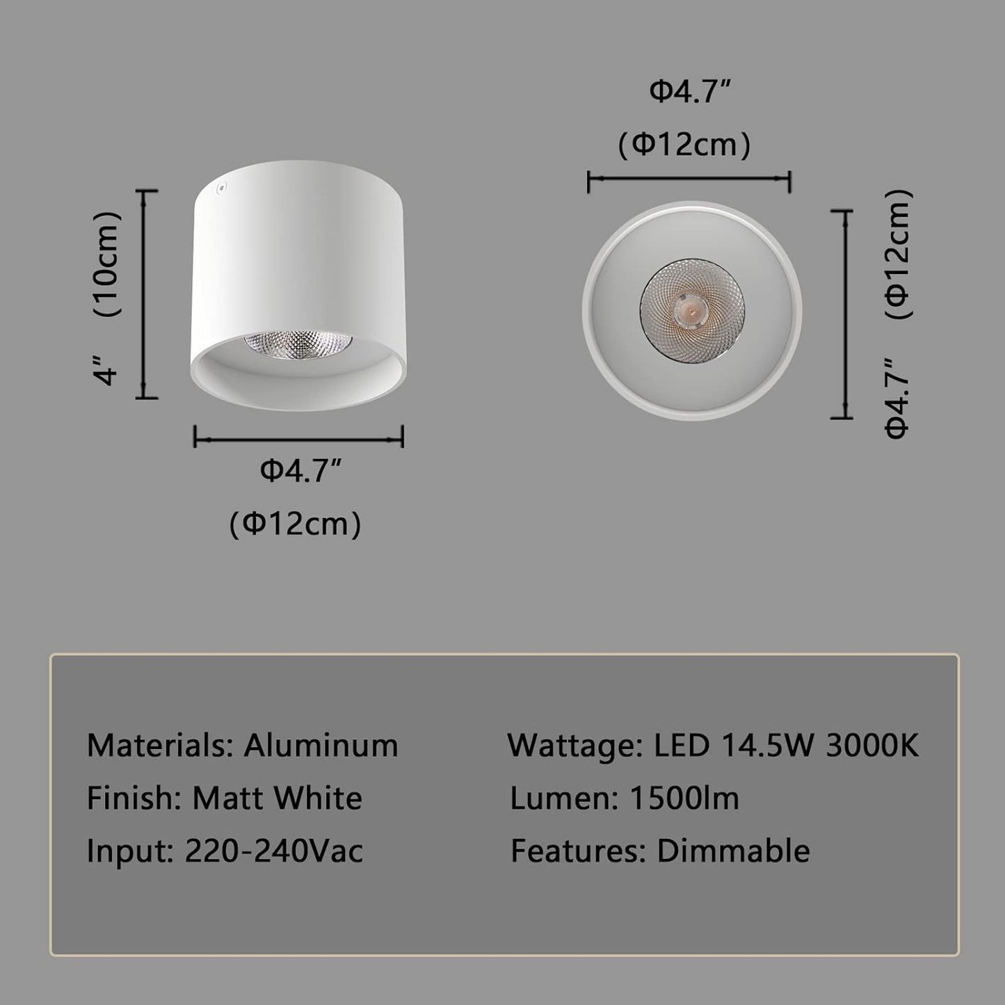 Ceiling Light Fixture, Flush Mount Ceiling Lights LED Dimmable Cylinder Ceiling