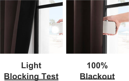 Rutterllow Two Layers Completely Blackout Curtains for Bedroom 52W x 72L Inch