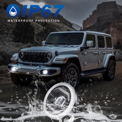 4 Inch Round LED Fog Lights Compatible with 2007-2018 Wrangler JK JK Unlimited