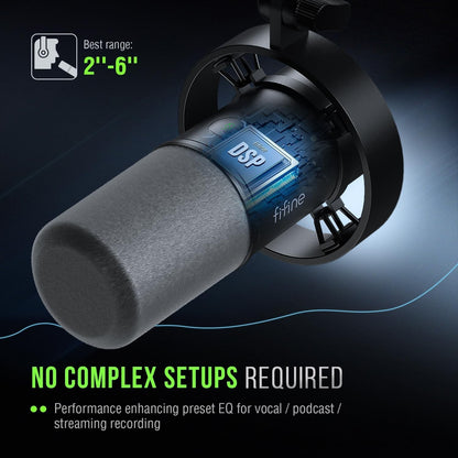 FIFINE K688 Podcast Microphone Kit, USB/XLR Dynamic Microphone with Boom Arm