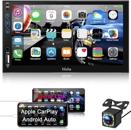 Hieha Car Stereo Compatible with Apple Carplay and Android Auto, 7 Inch Double