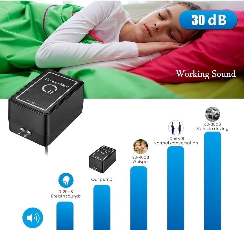 Carefree Fish 2 Air Outlets Air Pump  Powerful Adjustable Oxygen 8 W