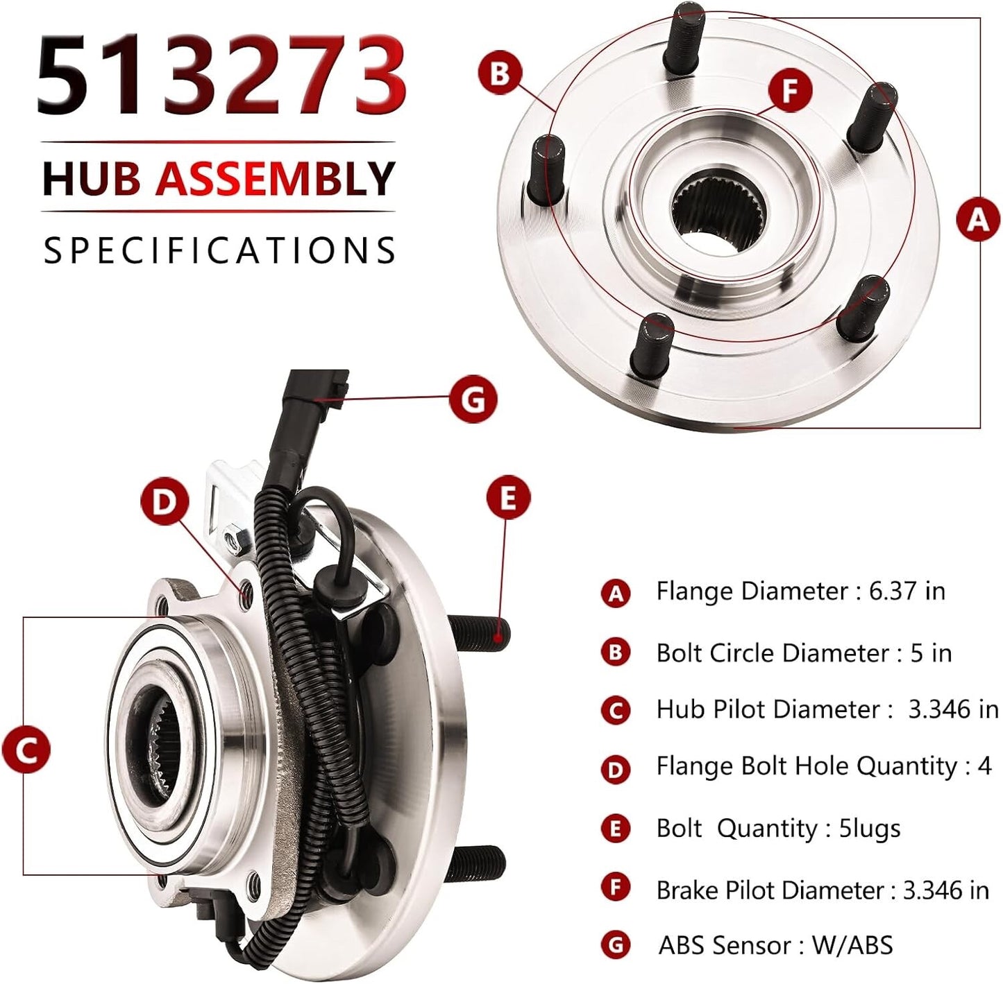 JLEO Wheel Bearing and Hub Assembly fit for 2008-2020 Dodge Grand Caravan,