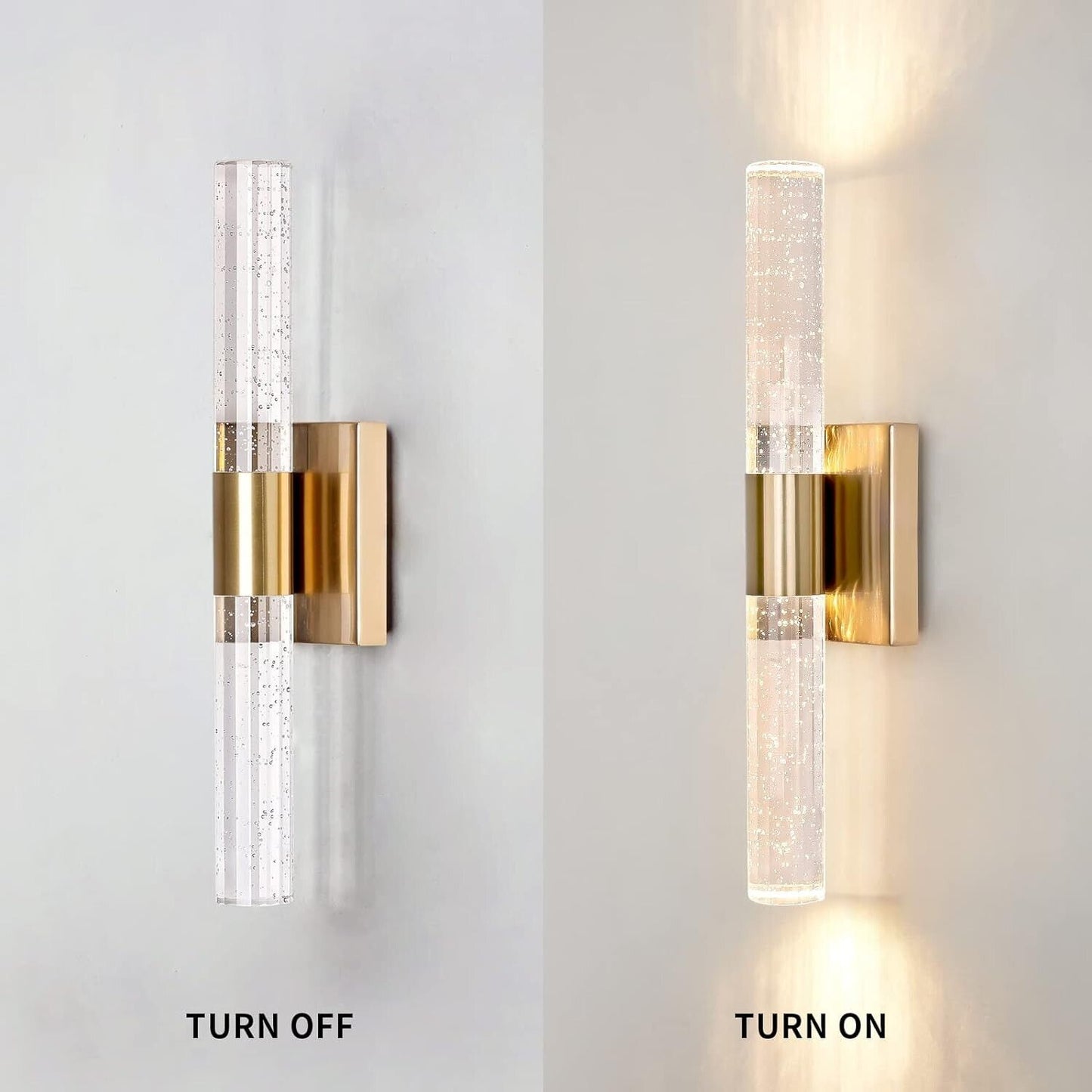 Modern 3000K LED Wall Sconce,Bathroom Vanity Light with Bubble Crystal,12W