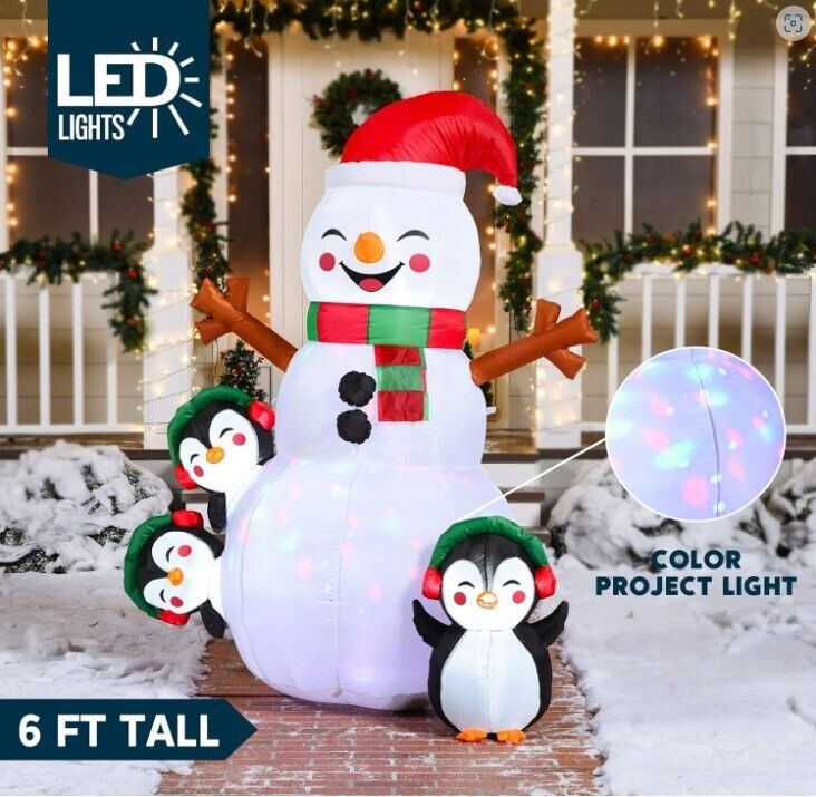 Joiedomi 6 FT Christmas Snowman Inflatable Outdoor Decoration with Build-in L...