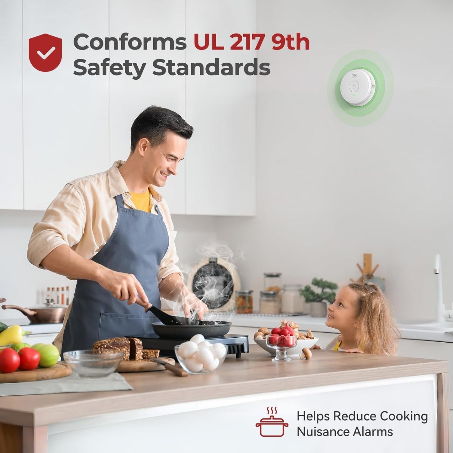 Hardwired Interconnected Smoke Detectors,Photoelectric Smoke Alarm with 9V Batte