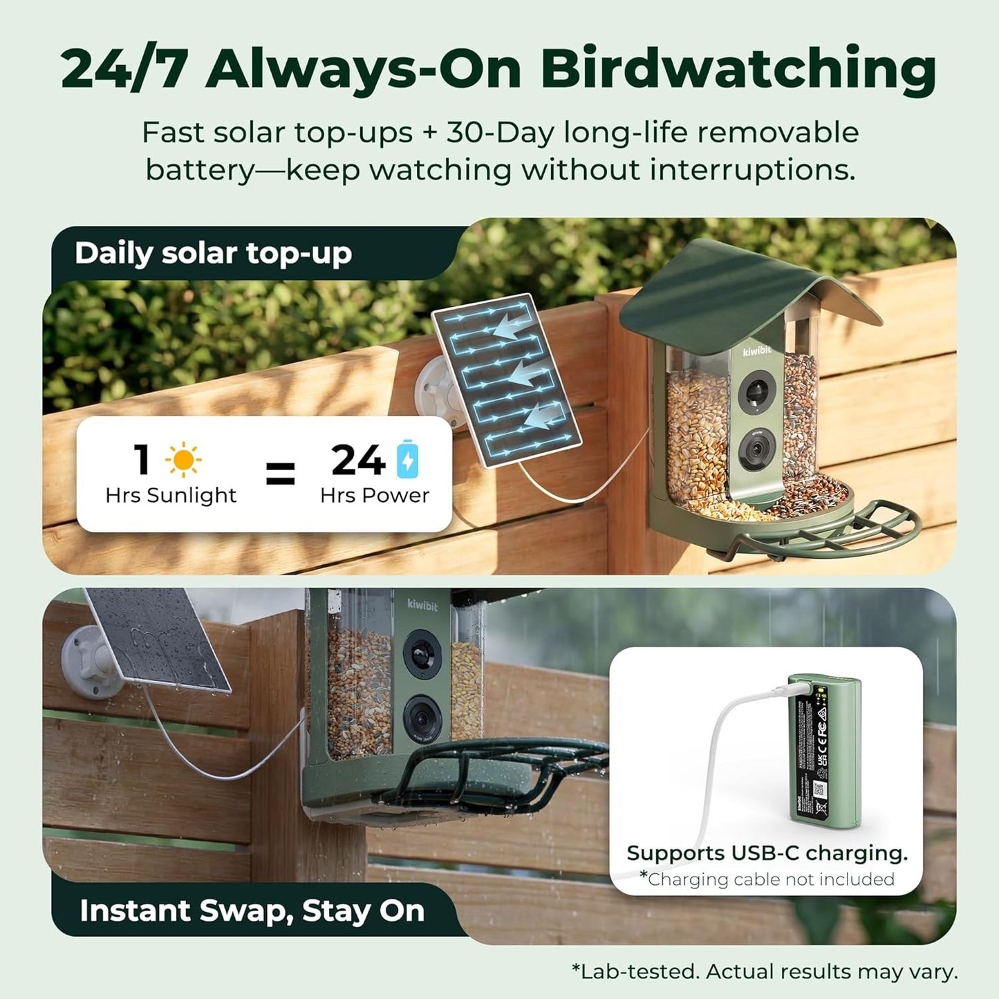 Smart Bird Feeder with Camera Solar Powered, 4K Video Live Stream, 8MP Photos, A