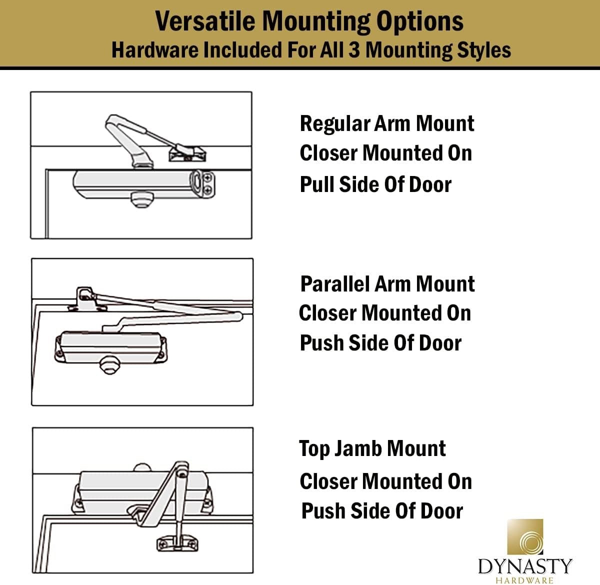 Dynasty Hardware Door Closer, Grade 1 Heavy Duty Commercial Hydraulic Closer