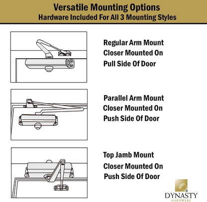 Dynasty Hardware Door Closer, Grade 1 Heavy Duty Commercial Hydraulic Closer