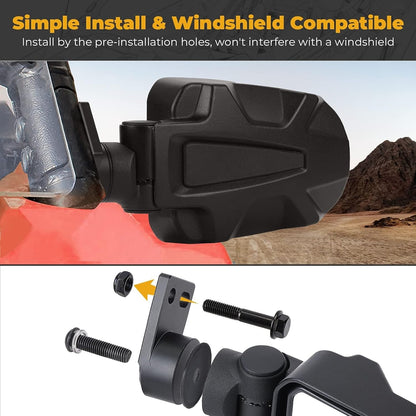 KEMIMOTO UTV Side Mirrors, Adjustable Surface Folding Aluminum Special Clamp Sid