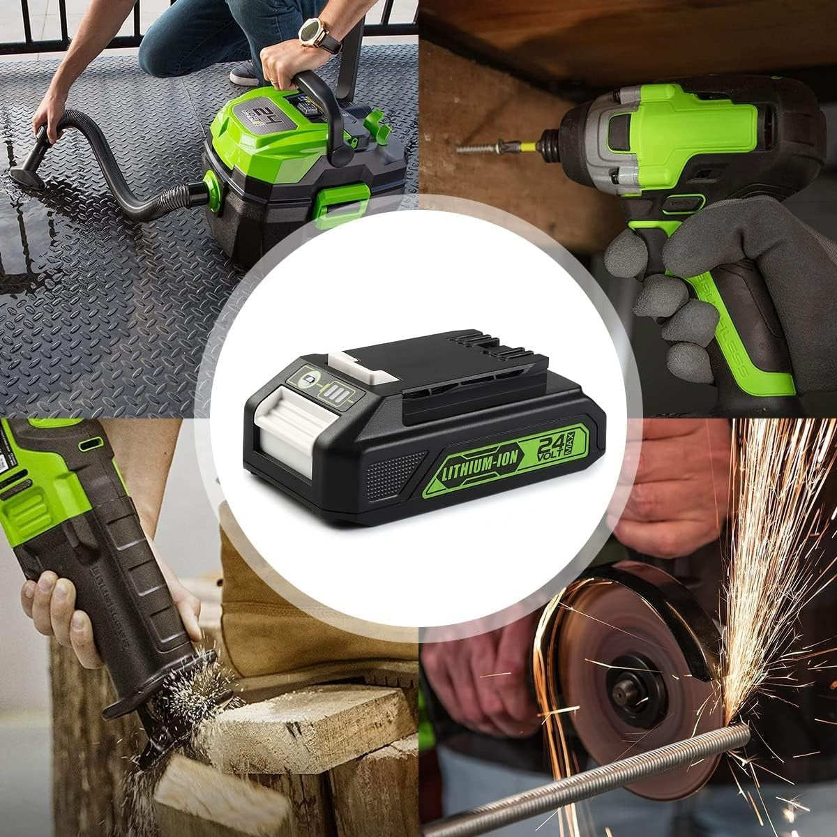 2Pack 24Volt Replacement Greenworks 24V Battery 3.5A, 29842 29852 29322