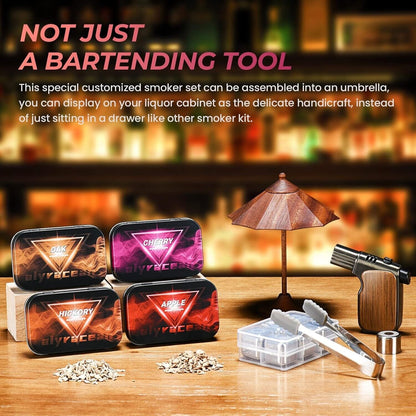 Gifts for Men Dad Husband, Umbrella Cocktail Smoker Kit with Torch, Bourbon