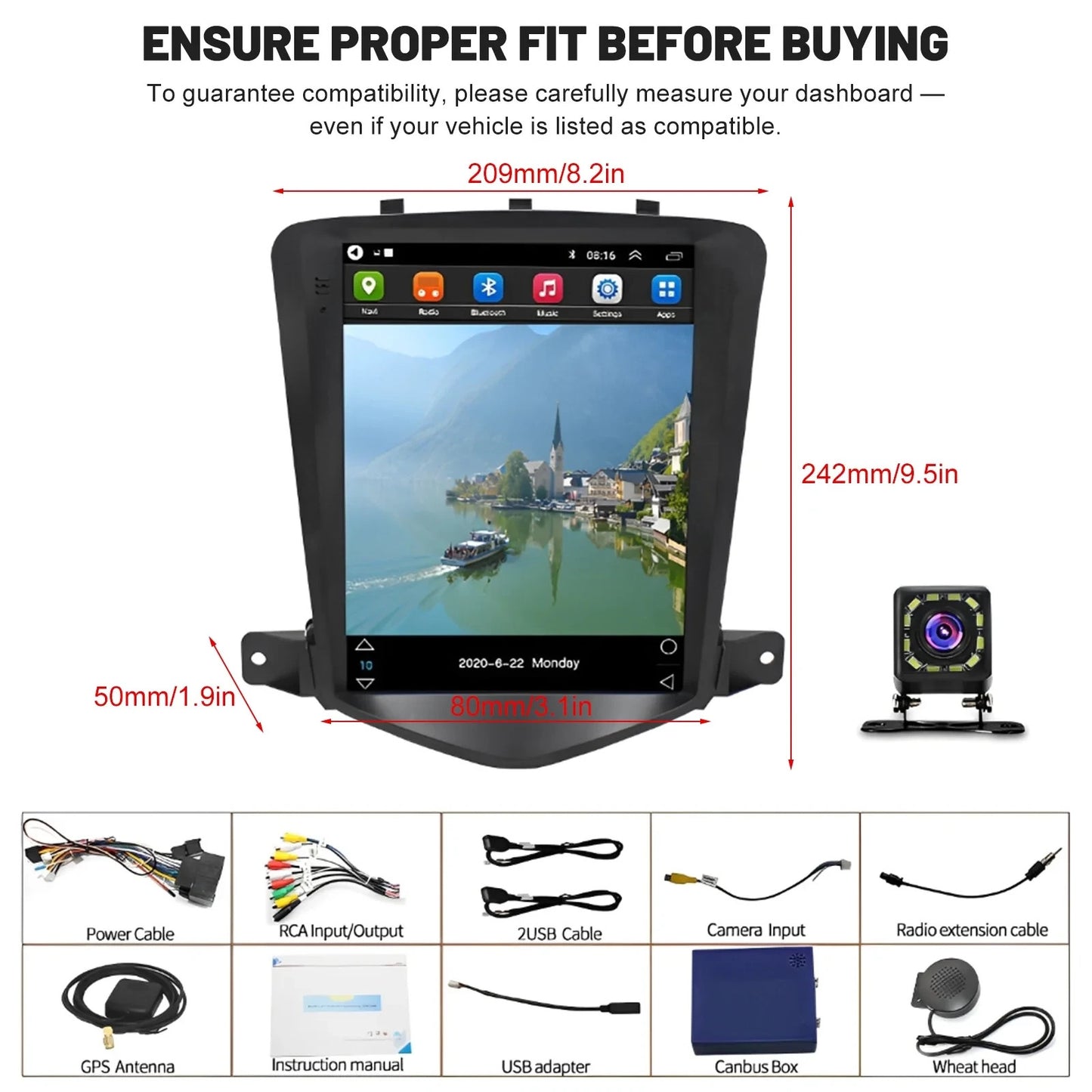 HUOEPU Car Radio for Chevrolet Chevy Cruze 2009-2015 9.7 inch Android 13 Car