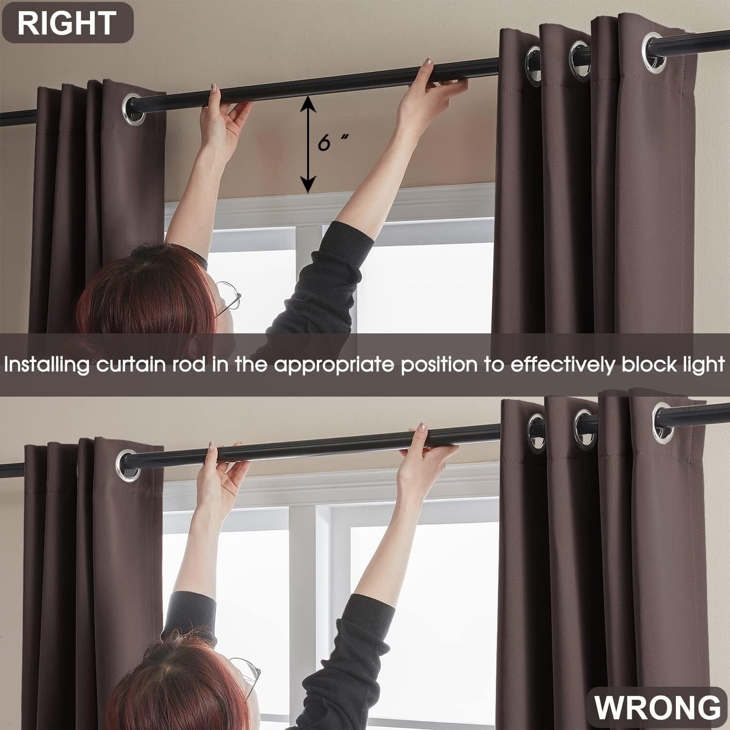 Rutterllow Two Layers Completely Blackout Curtains for Bedroom 52W x 72L Inch