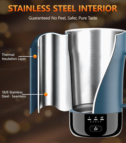 Self-Heating Coffee Mug, 14Oz Heated Coffee Mug - Rechargeable Temperature Contr