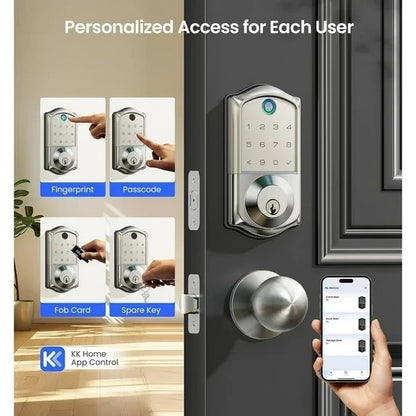 Veise Fingerprint Smart Door Lock, App Control, 7-in-1 Keyless Entry, Auto Lock,