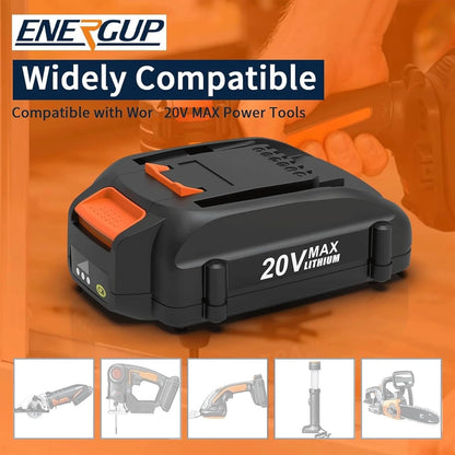 Energup 2Pack 20Volt Reoplace for Wor 20V Battery and Charger Kit, Compatible