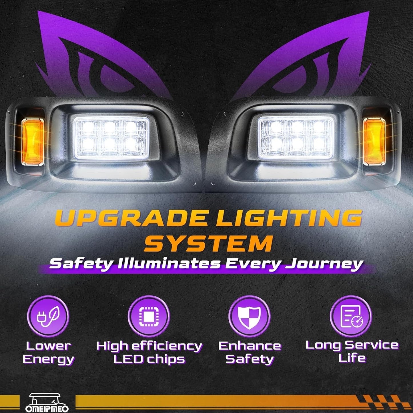 Club Car DS LED Headlight Kit, High Brightness Golf Cart Modified Headlights