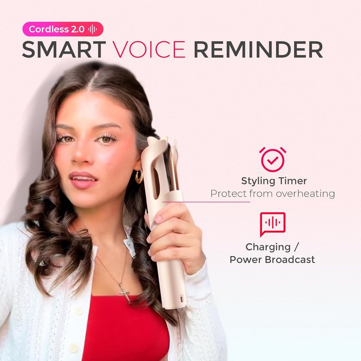 YMO Cordless Automatic Curling Iron - TYMO CurlGo 1 Inch Beach Waves Rotating