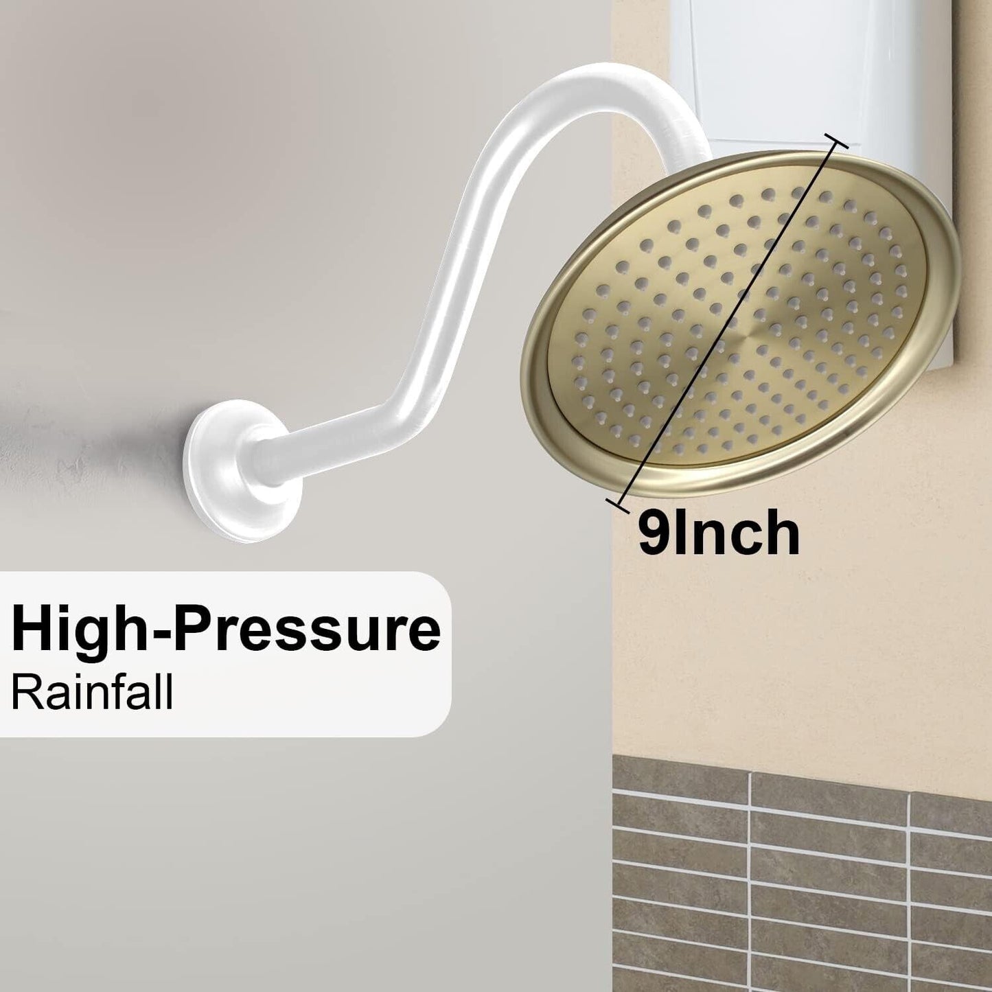 Single round Rain Shower Head, 9 Inches High-Pressure Rainfall Showerhead with