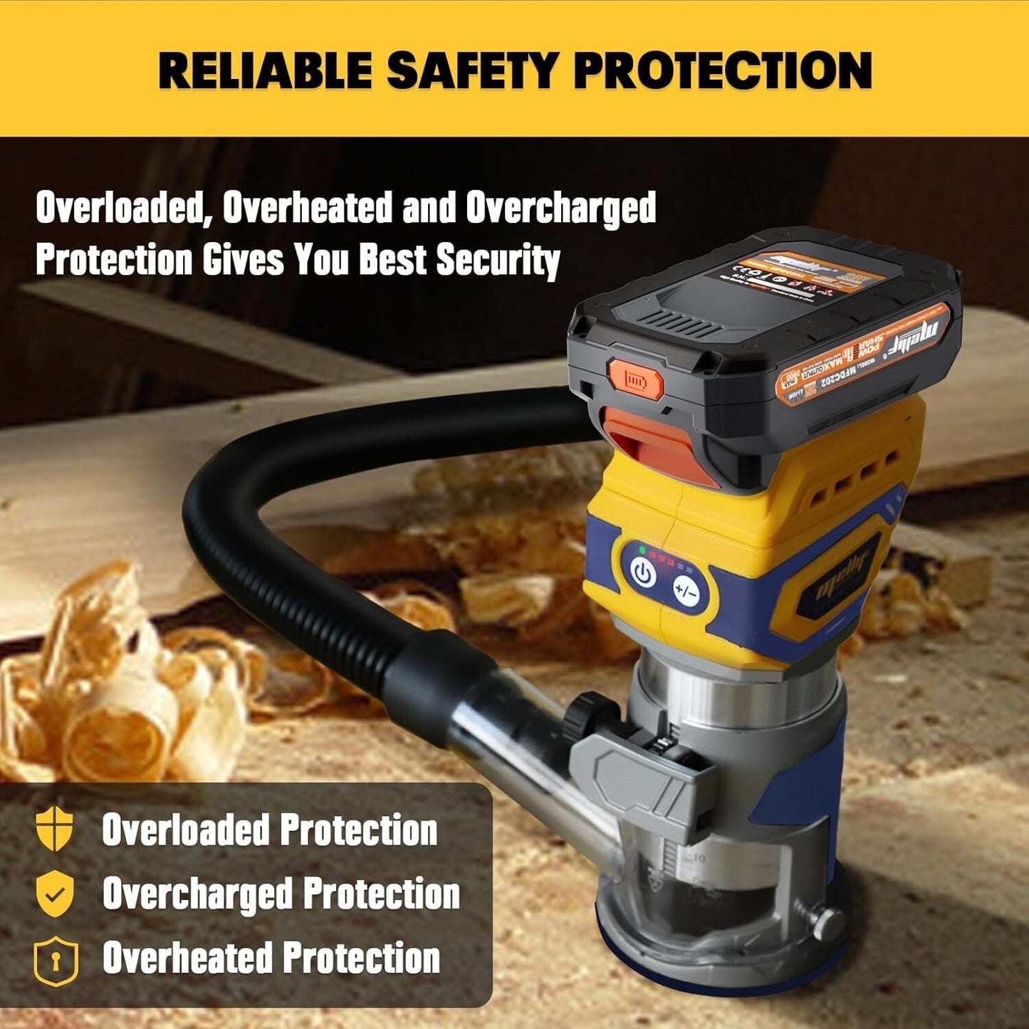 Cordless Compact Router, Mellif Brushless Palm Router Compatible with DeWalt 20V