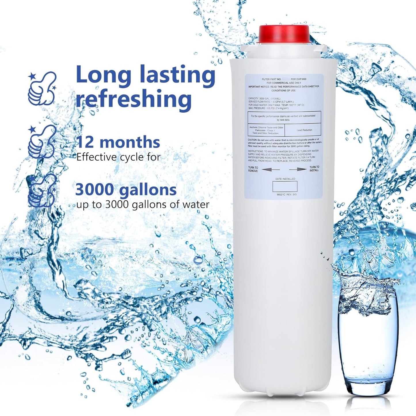 513,00-C (3 Packs-No Chip),Compatible with EzH2O Replacement Bottle Station