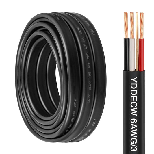 6/3 NM-B Wire with Ground - 25FT Non-Metallic Sheathed Cable 100% Pure Copper...