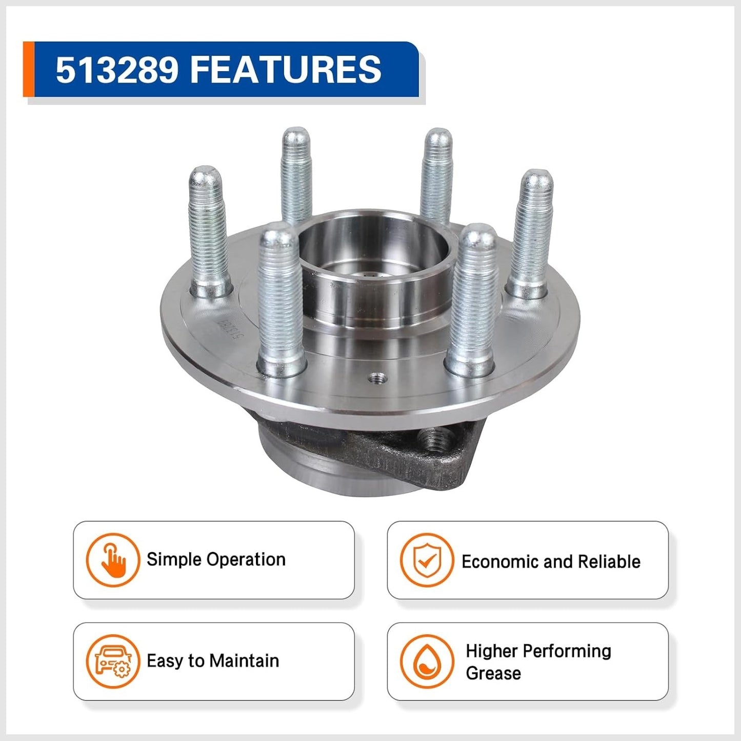 PAROD 513289 Front Rear Wheel Hub and Bearing Assembly Compatible with 2010-2016