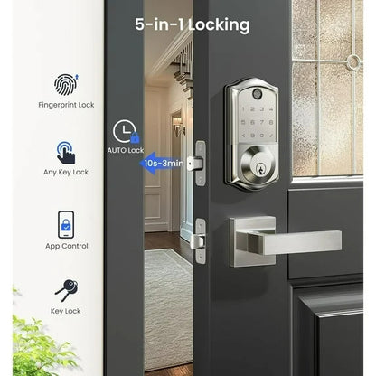 Veise Fingerprint Smart Door Lock, App Control, 7-in-1 Keyless Entry, Auto Lock,