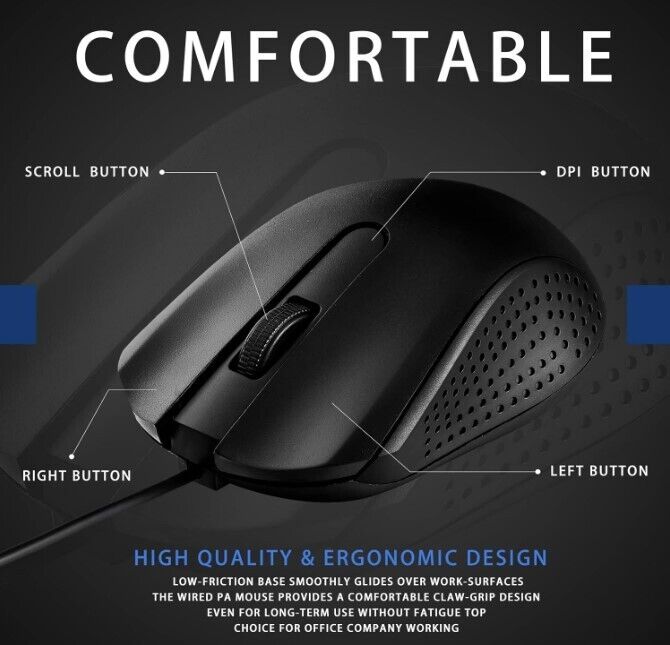 Hoteam Wired USB Mouse, 54 Pack, Black, Unisex