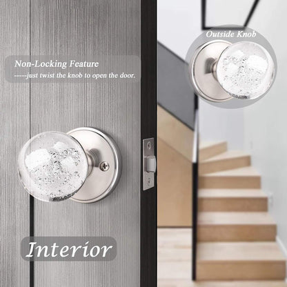 Orger 5 Pack Passage Door Knob Sets, Round Clear Bubble Glass Door Handles, Keyl
