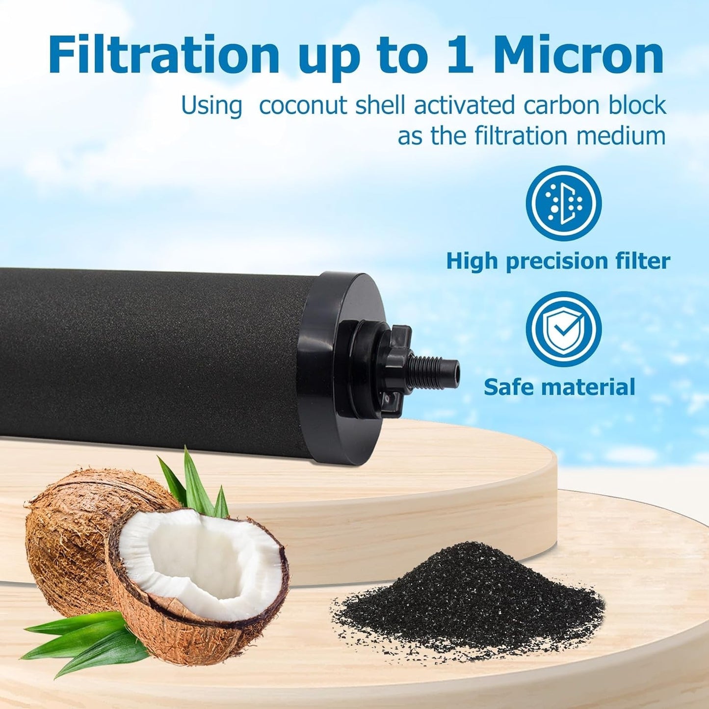 4 Packs Replacement Gravity System Filters BB9-2 Black For Berkey Water Filter