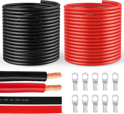 6 Gauge Wire 6 Awg Wires 20 FT Black + 20 FT Red, 6 Gauge Battery Cable 6awg Mar