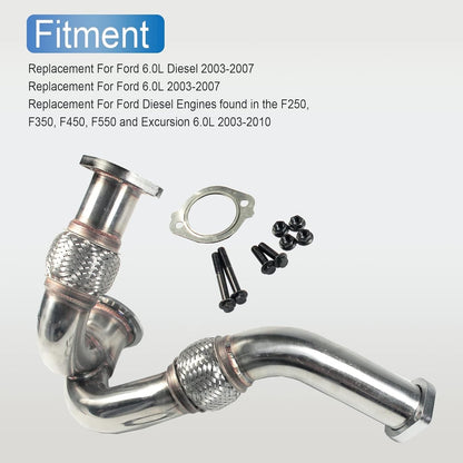 JDMSPEED New Turbocharger Y-Pipe Up Pipe Kit With Gasket Replacement For Ford 6