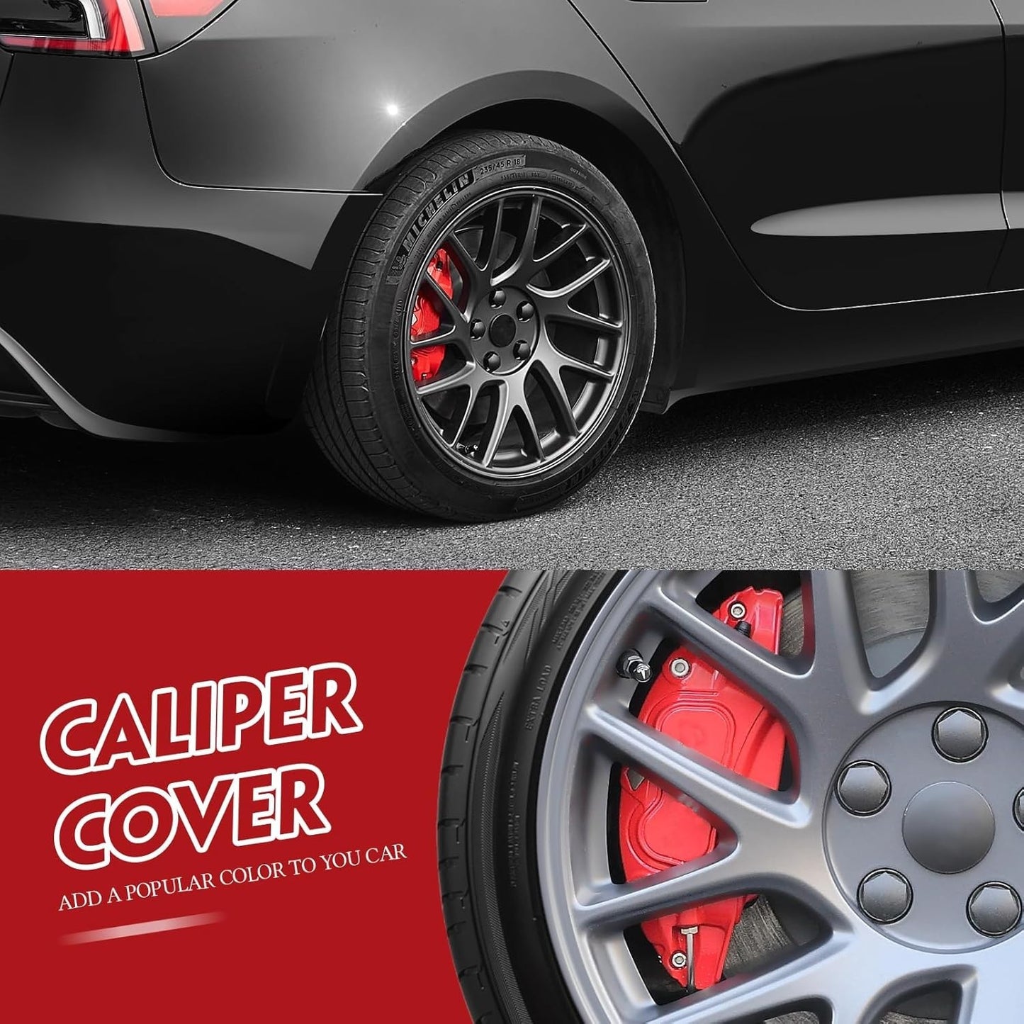 Brake Caliper Covers Set of 4 Compatible with for Tesla Model 3 Highland 2024