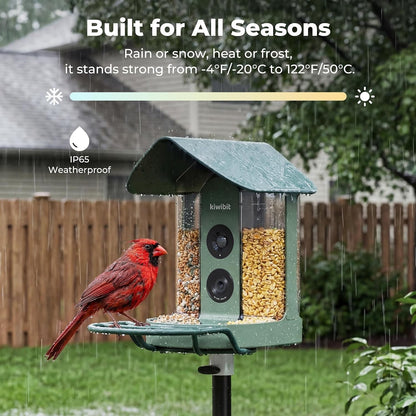 Smart Bird Feeder with Camera Solar Powered, 4K Video Live Stream, 8MP Photos, A
