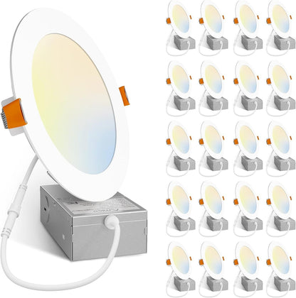 Amico 20 Pack 6 Inch 5CCT Ultra-Thin LED Recessed Ceiling Light with Junction...