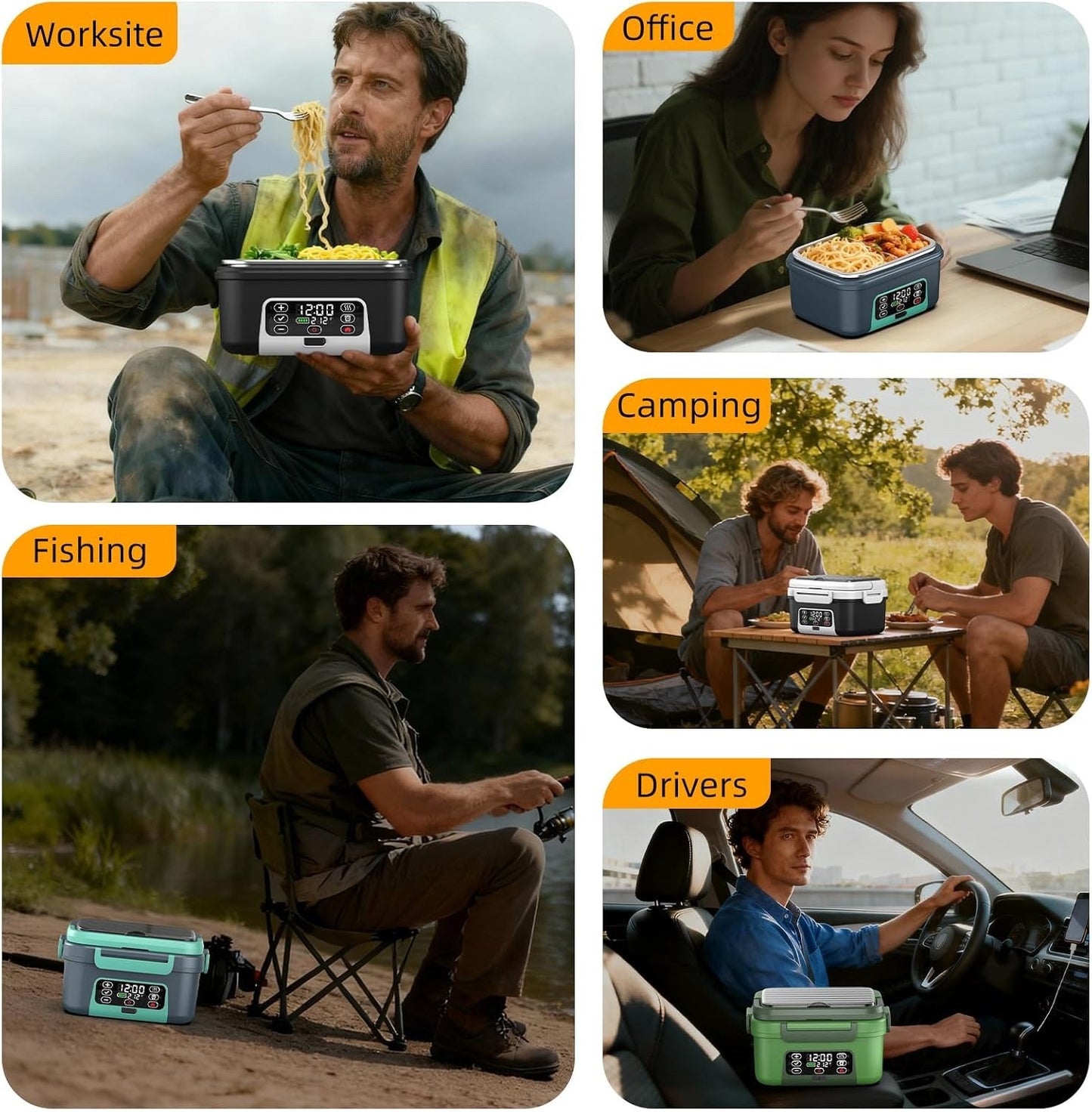XL 6.3-Cups Cordless Electric Heated Lunch Box for Adults, Rechargeable Battery